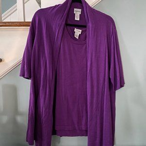 Chico's Tank and Sweater (Purple & Lime Green)